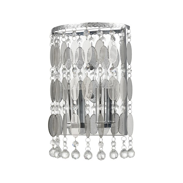 Chamelon 2-Lght Sconce Chrm W/Perforated Stainless & Clr Crystal